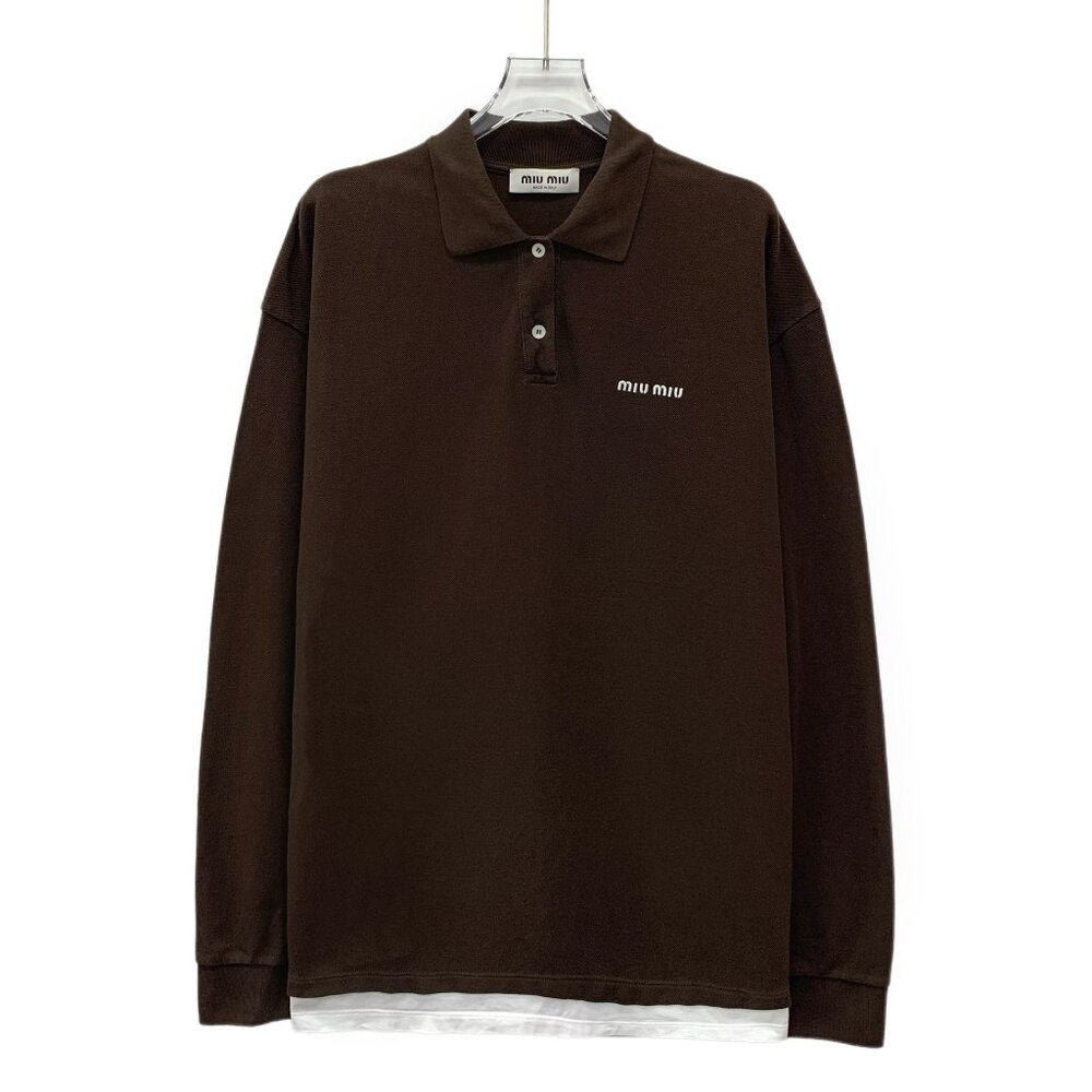 GW0172 Miu Miu 24 models dark brown logo letter embroidered cotton lapel single-